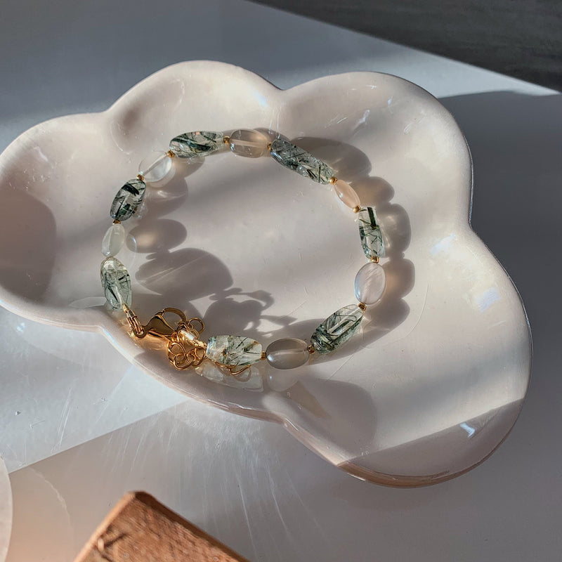 Maansteen en Toermalijnkwarts armband-Armbanden-King Crystals